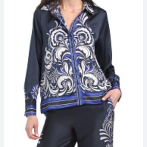 Stylish Navy and White Patterned Shirt